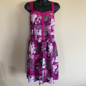 DNKY Jeans Flower Sun Dress Lined Drawstring Belt